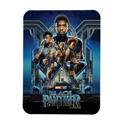 Black Panther  Characters Over Wakanda Magnet
