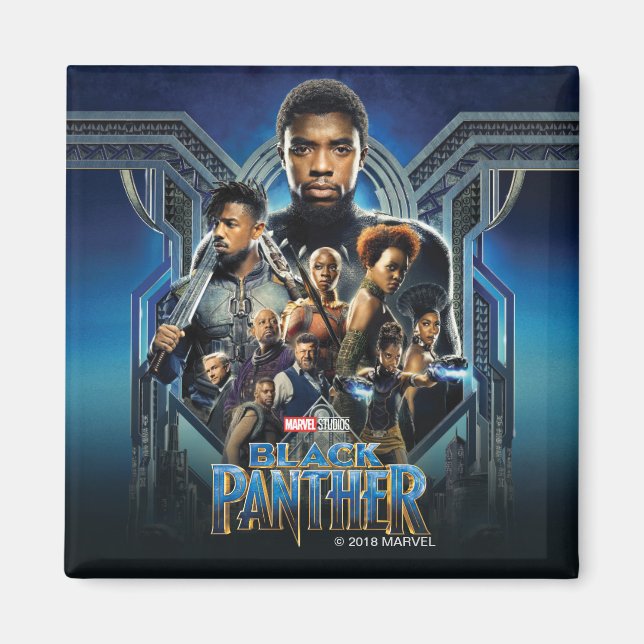 Black Panther | Characters Over Wakanda Magnet (Front)