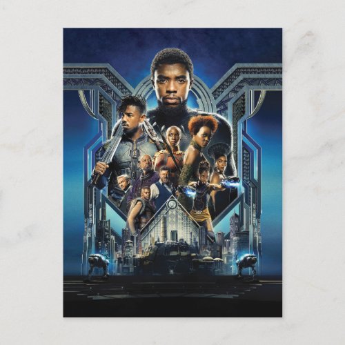 Black Panther  Characters Over Wakanda Postcard