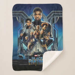 Black Panther Characters Over Wakanda Sherpa Blanket
