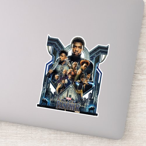 Black Panther  Characters Over Wakanda Sticker