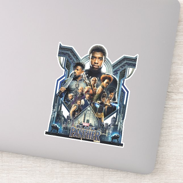 Black Panther | Characters Over Wakanda Sticker (Detail)