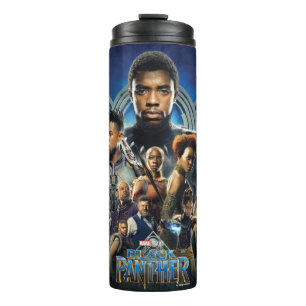 Black Panther Characters Over Wakanda Thermal Tumbler