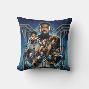 Black Panther Characters Over Wakanda Throw Pillow
