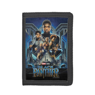 Black Panther Characters Over Wakanda Tri-fold Wallet