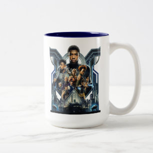 Black Panther   Characters Over Wakanda Two-Tone Coffee Mug