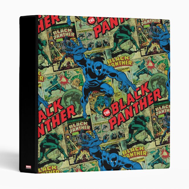Black Panther Comic Book Pattern 3 Ring Binder (Front/Spine)