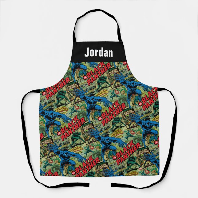 Black Panther Comic Book Pattern Apron (Front)
