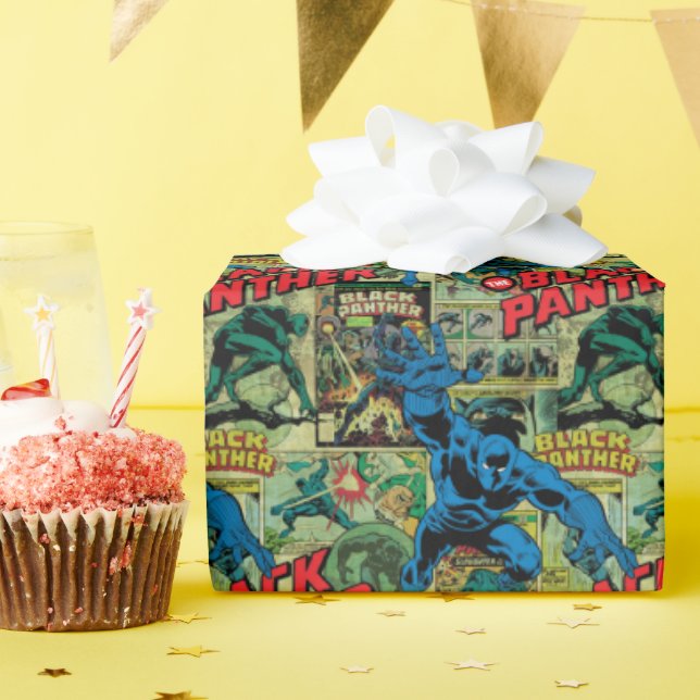 Black Panther Comic Book Pattern Wrapping Paper (Birthday Party)