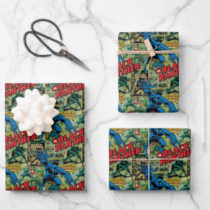Black Panther Comic Book Pattern Wrapping Paper Sheets