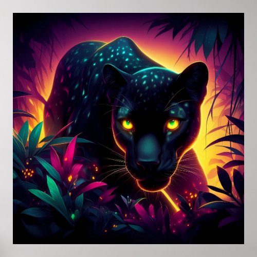 Black panther Cougar cat wildlife jungle animal Poster