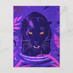 Black Panther Crouching in a River Postcard