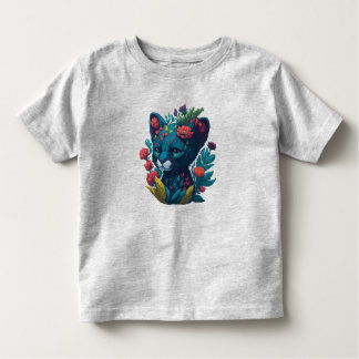 Black Panther Cub with a Splash of Flowers Toddler T-shirt