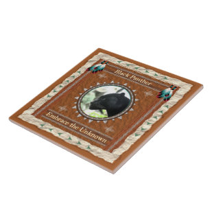 Black Panther Energy Embrace the Unknown Ceramic Tile