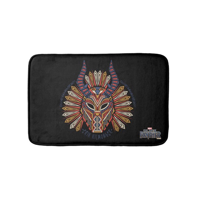 Black Panther | Erik Killmonger Tribal Mask Icon Bath Mat (Front)