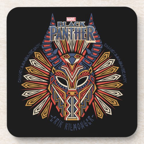 Black Panther  Erik Killmonger Tribal Mask Icon Beverage Coaster