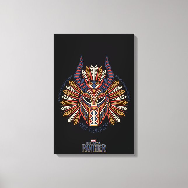 Black Panther | Erik Killmonger Tribal Mask Icon Canvas Print (Front)