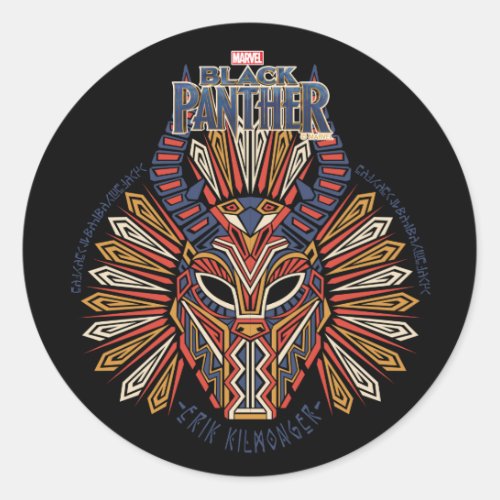 Black Panther  Erik Killmonger Tribal Mask Icon Classic Round Sticker