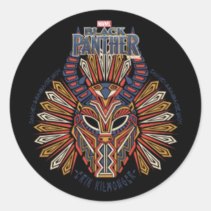 Black Panther   Erik Killmonger Tribal Mask Icon Classic Round Sticker