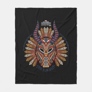 Black Panther   Erik Killmonger Tribal Mask Icon Fleece Blanket