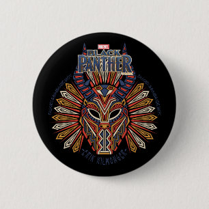 Black Panther   Erik Killmonger Tribal Mask Icon Pinback Button
