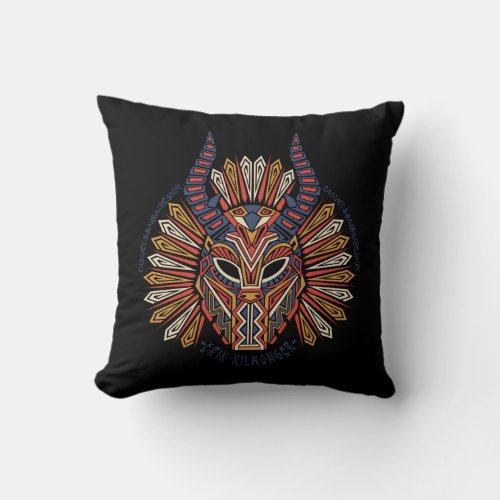 Black Panther  Erik Killmonger Tribal Mask Icon Throw Pillow