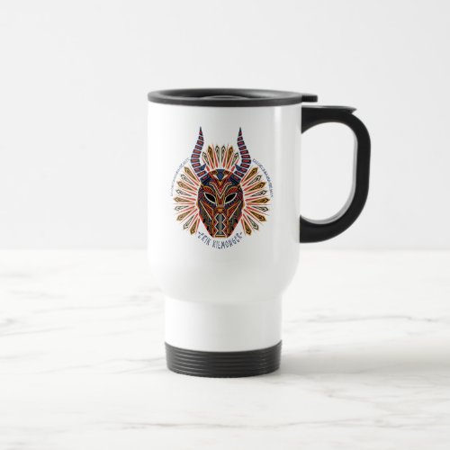 Black Panther  Erik Killmonger Tribal Mask Icon Travel Mug