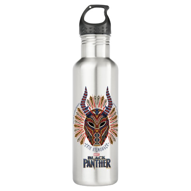 Black Panther | Erik Killmonger Tribal Mask Icon Water Bottle (Front)