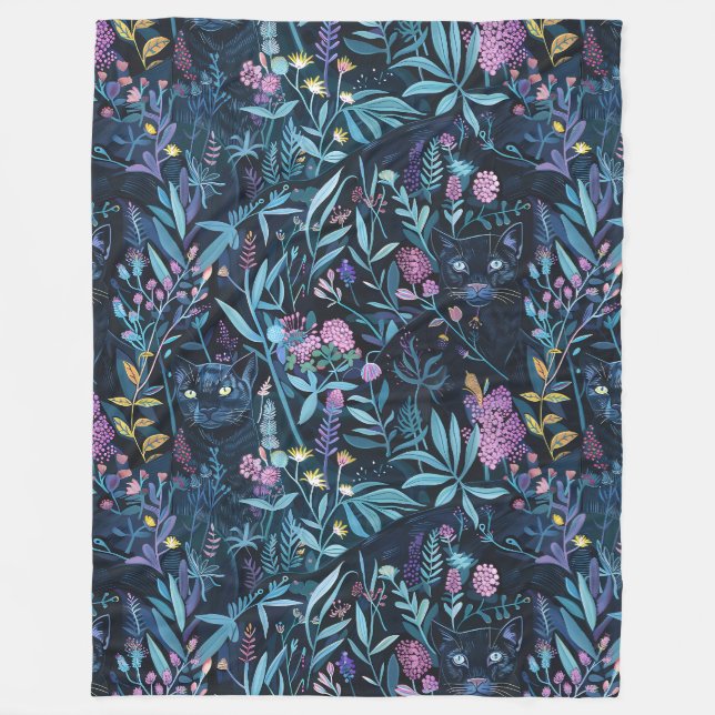 Black panther foliage fleece blanket (Front)