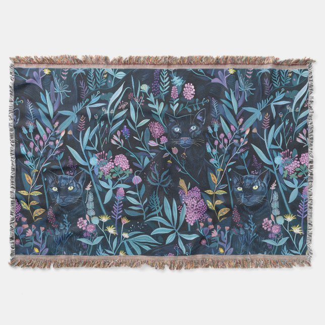 Black panther foliage throw blanket (Front)