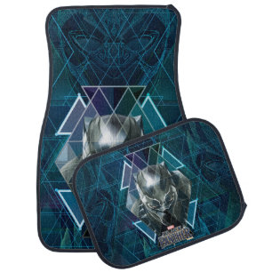Black Panther Geometric Character Pattern Car Floor Mat