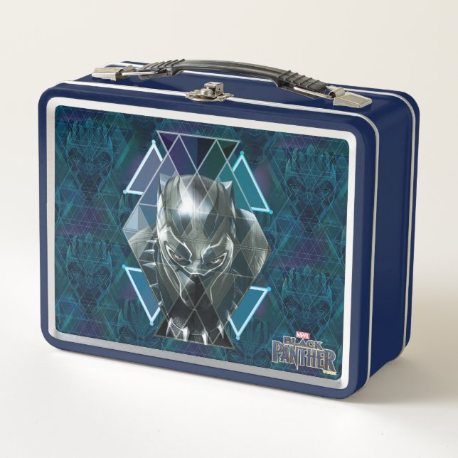 Black Panther | Geometric Character Pattern Metal Lunch Box (Front)