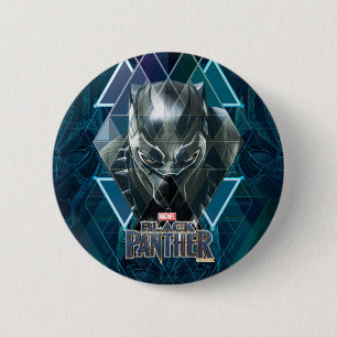 Black Panther   Geometric Character Pattern Pinback Button