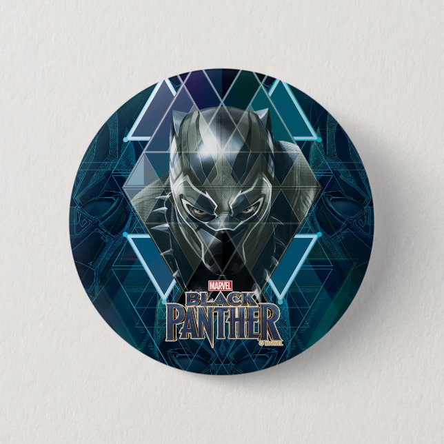 Black Panther | Geometric Character Pattern Pinback Button (Front)