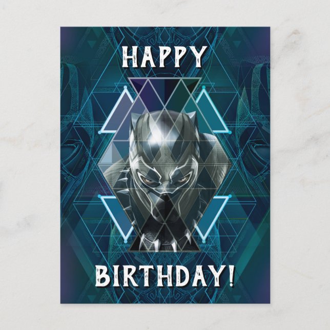 Black Panther | Geometric Character Pattern Postcard (Front)