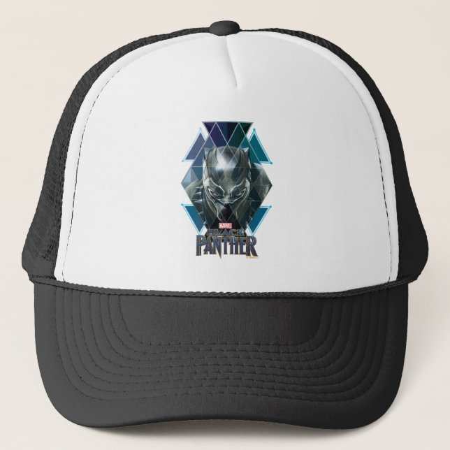 Black Panther | Geometric Character Pattern Trucker Hat (Front)