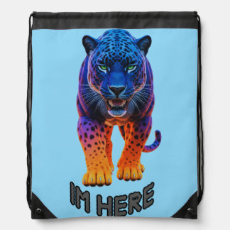 Black Panther Graphic "I'm Here" Drawstring Bag