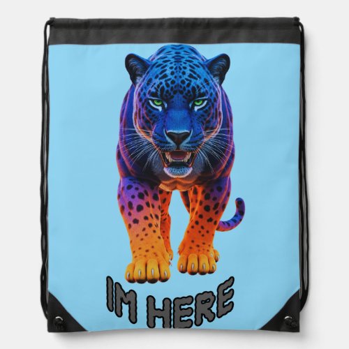 Black Panther Graphic "I'm Here" Drawstring Bag