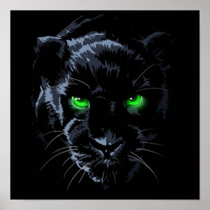 Black Panther green eye black Poster