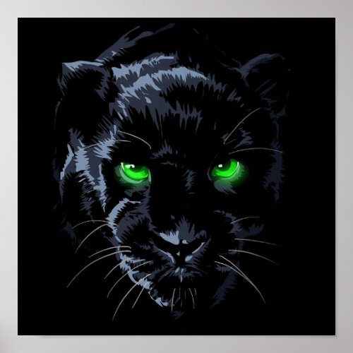 Black Panther green eye black Poster