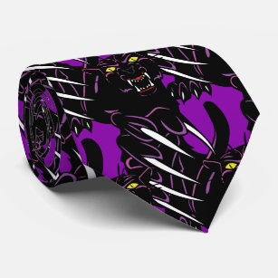 Black Panther Head Claws Sports Football Necktie