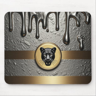 Black panther Head With Metallic Drip Style 🐆 Mouse Pad