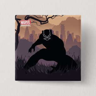 Black Panther Heroic Silhouette Button
