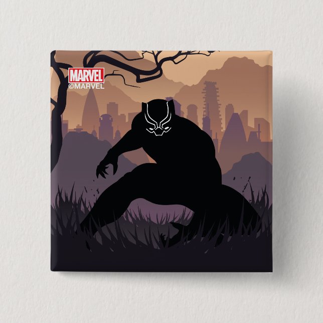 Black Panther Heroic Silhouette Button (Front)