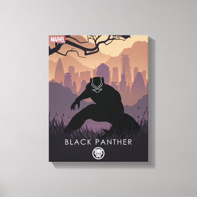 Black Panther Heroic Silhouette Canvas Print (Front)