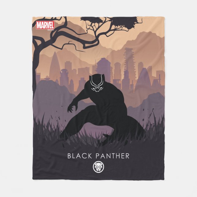 Black Panther Heroic Silhouette Fleece Blanket (Front)