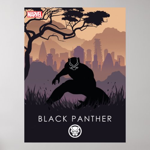 Black Panther Heroic Silhouette Poster