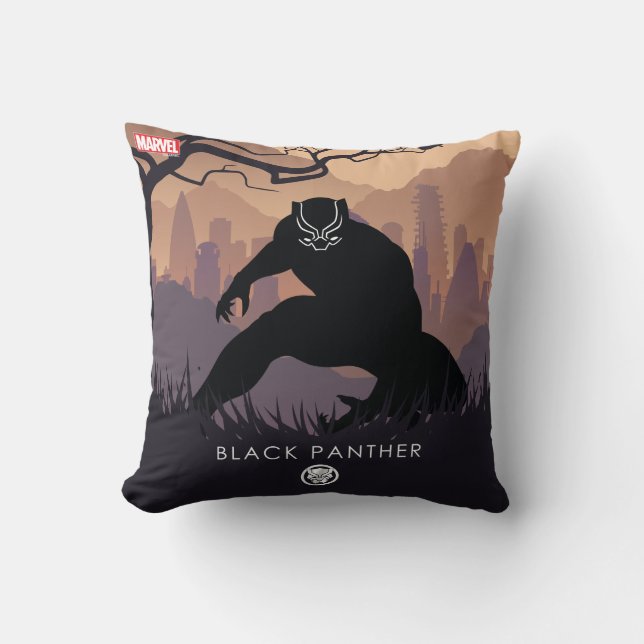 Black Panther Heroic Silhouette Throw Pillow (Front)