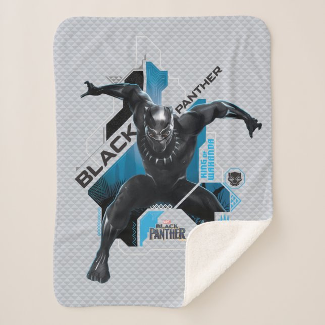 Black Panther | High-Tech Character Graphic Sherpa Blanket (Front)