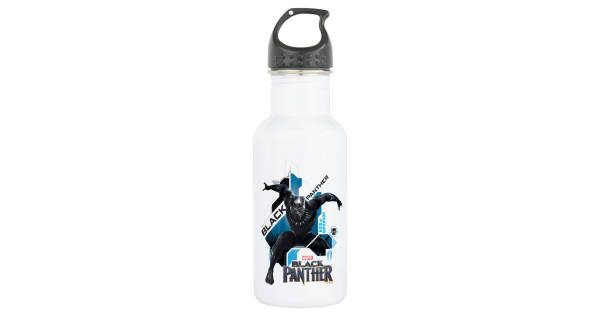 Black Panther, High-Tech Character Graphic Aluminum Water Bottle, Zazzle  in 2023